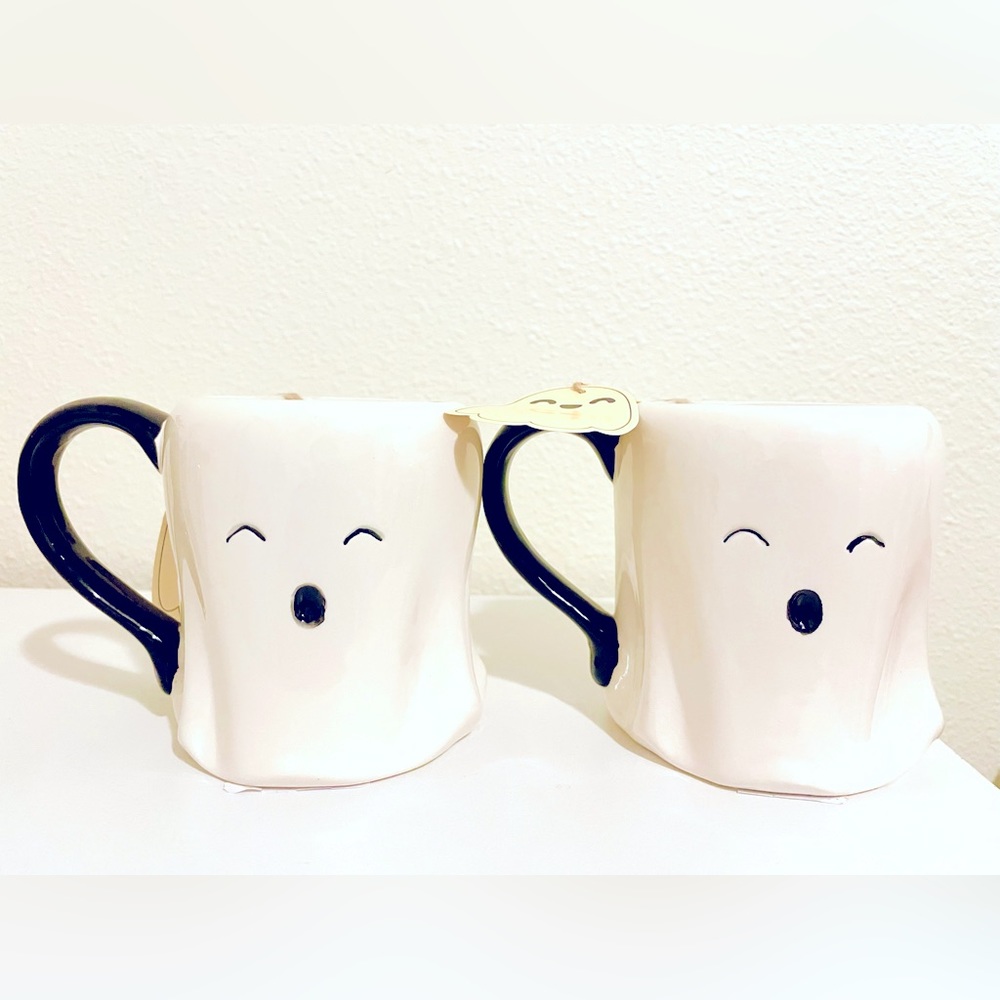 New Set of 2 Halloween Ghost Boo Mugs